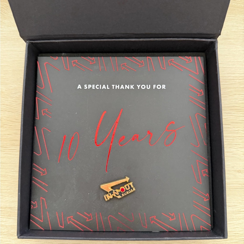 In-N-Out 10 year employee pin
